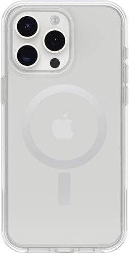 OtterBox Custodia Trasparente Symmetry Series per iPhone 15 PRO Max (Trasparente), Si aggancia a MagSafe, Ultra Elegante, Bordi rialzati per Proteggere Fotocamera e Schermo