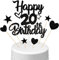 Conruich Tortendeko 20. Geburtstag Mann, Kuchendeko Happy 20th Birthday Schwarz, Glitzer Kuchen Topper 20. Geburtstag Ballons Konfetti Papierfächer für Geburtstagstorte Deko 20 Jahre Frauen Männer
