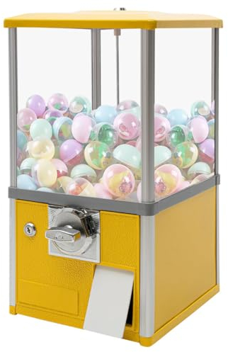 Máquina expendedora de dulces Máquina expendedora pequeña Máquina expendedora de chicles que funciona con monedas Máquina expendedora de premios Máquina de chicles Fiesta de Navidad ,Yellow