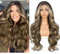 Sapphirewigs Braun Lace Front Perücke Synthetische Körper Welle 13x4 Ombre Braun Balayage Perücke Damen Party Date Tägliche Tragen Natürlich Aussehen Weihnachten 26inch