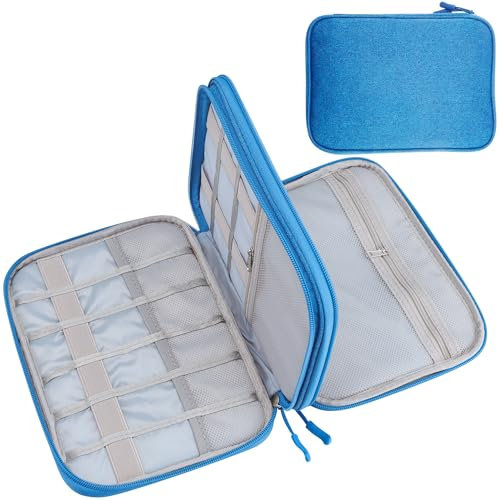 Teskyer Kabeltasche Organizer, wasserdichte, Urlaub Must Haves, Multifunktional Reise Zubehör, Travel Essentials, für Ladegerät, Powerbank, Himmelblau