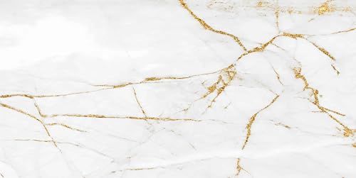HUBDECO - Teppich - Küchenteppich - Badezimmerteppich - Badteppich - Küchenläufer - Teppich Läufer - Teppich Küche - PCV, Vinyl - rutschfest - Marble Gold - 76x152cm