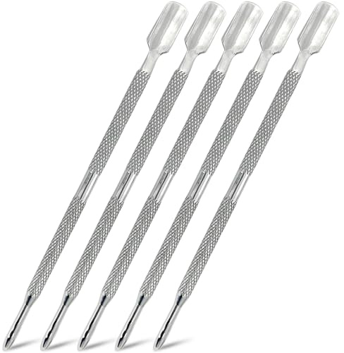 5-Piece Dual-Sided Cuticle Pusher Set - Professional Stainless Steel Manicure Pedicure Nail Care Tools
