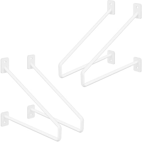 ML-Design 4 Stück Regalhalterung, 220 mm, Weiß, aus Stahl, Haarnadel Regalhalterungen, Schwebe Regalwinkel, Hairpin Wandhalterung, Regalträger für Wandmontage, Industrielles Wandregal, Wandkonsole