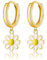 SLUYNZ 925 Sterling Silber Gänseblümchen Blume Creolen Ohrringe für Frauen Teenager Kleine Gänseblümchen Creolen Ohrringe Huggie Tropfen (B-Gold)