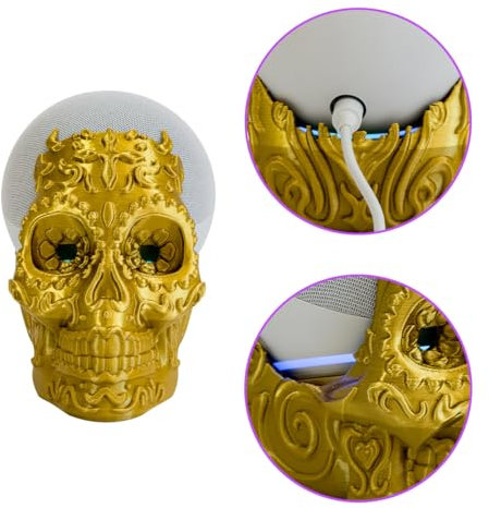 impremli Dock for Alexa Echo Dot 4G & 5G Ornamental Skull (Gold)