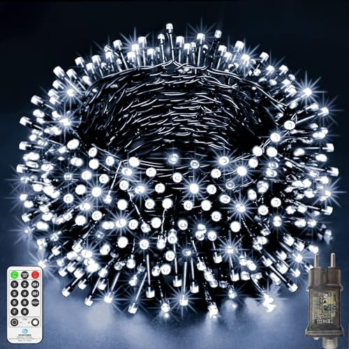 LYNNON 30m 1000 LED Lichterkette Außen Weiß Lichterkette Outdoor Wasserdicht 8 Modi mit Fernbedienung und Timer, Lichterkette Innen für Party Hochzeit Ostern Garten Balkon Weihnachtsbaum deko