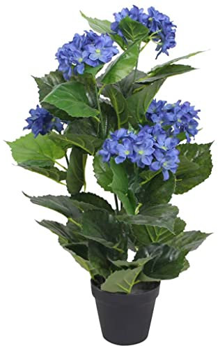 CFODOJ Home & Garden Artikel - Künstliche Hortensie Pflanze mit Topf 60 cm blau