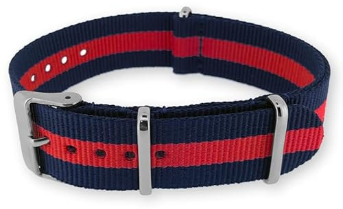 Natos.com - Regimental Blau Rot NATO Uhrenarmband G10 Military Nylon Strap - 22 mm