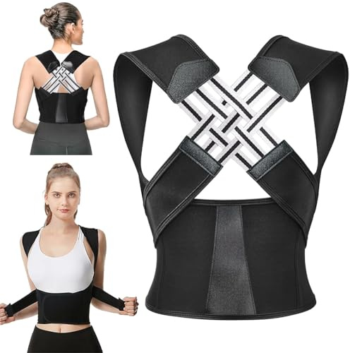 Corset Espalda Recta Hombres Mujer, Corrector Postural Hipercifosis Faja Espalda Columna, Soporte Recto para la Espalda, Cinturón Trasero Ajustable, Alivio del Dolor de Espalda y Cervicales - XL