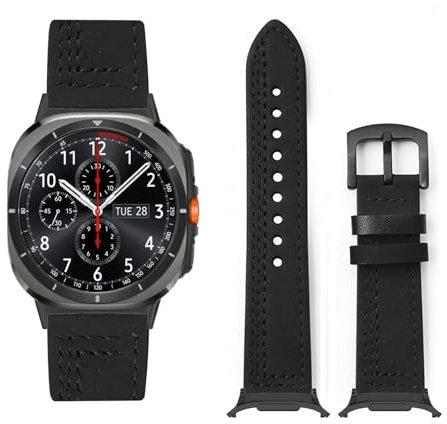 HYSDFFG Bracelet en Cuir pour Samsung Galaxy Watch 7 Ultra, Bracelet de Remplacement en Cuir de Haute qualité Compatible avec Samsung Galaxy Watch 7 Ultra pour Hommes et Femmes (N)