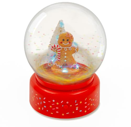 The Christmas Workshop Musical Snow Globes/Light Up Gingerbread Man or Santa with Swirling Snow / 8 Festive Songs/Battery Powered (18.5 x 13 x 13cm, Gingerbread Man)
