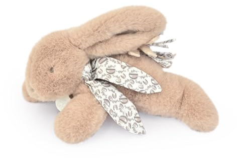 Doudou et Compagnie - Kuscheltier Hase – Plüschtier Hase mit Schal aus Leinen – Beige Sand – 29 cm – für Kinder ab der Geburt – Kuscheltier verloren – mit Geschenkbox – DC4144