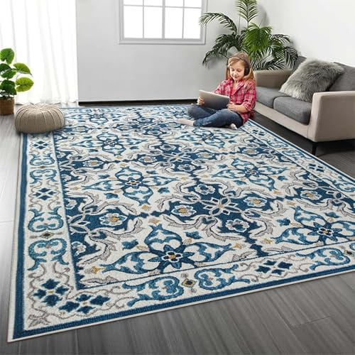 MOONLIGHT20015 Rugs Living Room 120 x 170 cm - Traditional Design Vintage Area Rugs for Bedroom Dining Room – Non Slip Large Bedside Rug Printed Carpet for Lounge, Luna