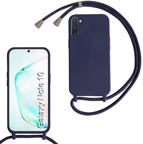 xinyunew Handykette für Samsung Galaxy Note 10/ Note 10 5G Hülle mit Band, Handyhülle mit Schnur zum Umhängen, weiche TPU Silikonhülle mit Band [abnehmbar] Halskettenhülle für Galaxy Note 10-Blau