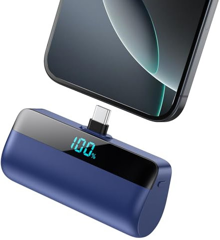 Mini Power Bank 5200mAh for iPhone 15/16,[2025 Upgraded] PD USB C Fast charging portable charger, Compact LCD Display Battery Pack Compatible with iPhone 16/16 Pro Max/15 Series,Galaxy,Android etc