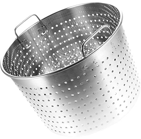 DINHEAROM Stainless Steel Filter Barrel Cooker Steamer Pot Cooking Pot with Strainer Drainer Saucepan Canning Kitchen Hob Mesh Steamers Commercial Cooking Strainers Cookware Basket Silver