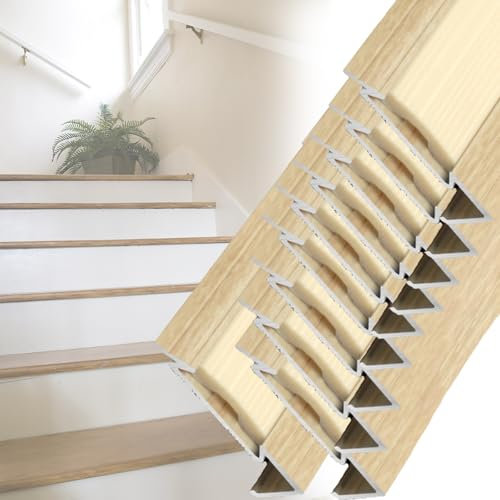 SnamicE 10er-Pack Treppenkantenschutz aus Metall, 78 72 70 66 48 36 32 Zoll/Bodentreppe für 3/8 Zoll Bodenbeläge, rutschfeste Kantenleisten für Hausstufen, 56 Zoll/142 cm,56in/142cm