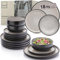 SÄNGER Luxor | Steingut Geschirr Set 18 tlg, Teller Set 6 Personen, Geschirrset 6x Speiseteller 6x Müslischalen 6x Dessertteller, Tafelservice braun beige kratzfest, Essgeschirr | VALUE COLLECTION