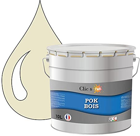 POK Peinture extérieure bois - Résistante aux intempéries BOIS - 10L - RAL 1013 Blanc perlé