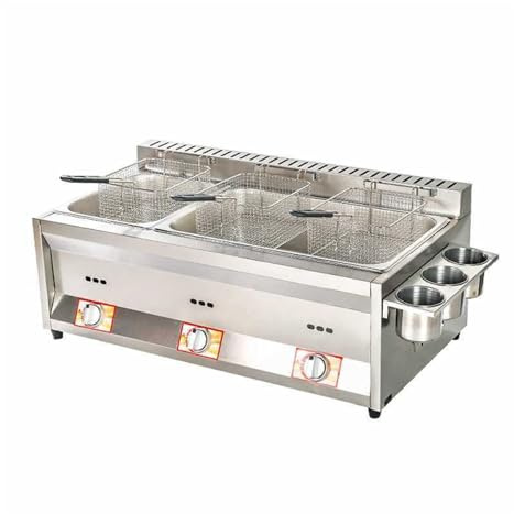 Freidora comercial con cesta, freidora eléctrica for restaurante o uso doméstico, de encimera acero inoxidable desmontable gran capacidad Seguridad FáCil Limpieza