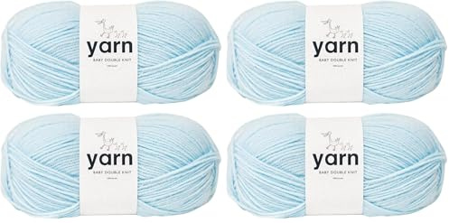 Korbond Baby Yarn Blue - 2 x 100g Acrylic Wool - Lightweight, Hypoallergenic & Durable Double Knit Crochet Yarn Knitting Wool (Pack of 2)