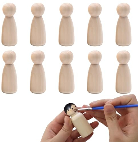 10er Set multifunktionale Holzfiguren - Ideal für DIY, Basteln, Malen, Design und kreative Projekte, aus nachhaltigem Holz, vielseitig verwendbar für Dekoration und mehr