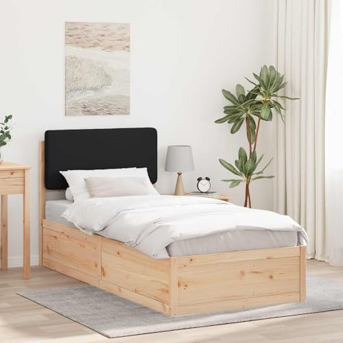 Owoxanthellate Bettgestell aus massiver Kiefer mit gepolstertem Kopfteil Schwarz 195,5 x 80,5 cm Einzelbett Modernes Holzbett ohne Boxspring für Schlafzimmer und Gästezimmer