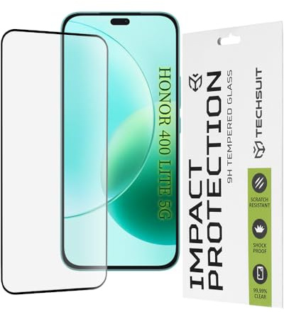 Techsuit Displayschutzfolie für Honor X8b, X8c, 400 Lite Gehärtetes Glas mit 9H Härte, Vollständige Abdeckung, Stoßschutz, Oleophobe Beschichtung, Anti Fingerabdruck, Blasenfrei, 111D Full Glue