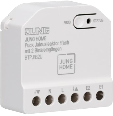 JUNG HOME BTPJ1B2U Puck Jalousieaktor 1-fach Unterputz Bluetooth Mesh | Rollladenaktor mit 2 Binäreingängen