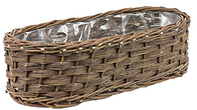 Tintours Jardinière en rotin naturel L 51,5 cm Pot de fleurs tressé écologique Panier en osier