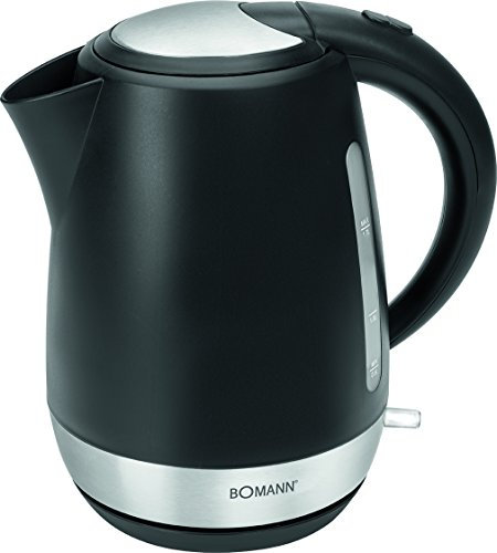Bomann WK 3004 CB Wasserkocher 1,7 L, verdecktes Heizelement, Kalkfilter, automatische und manuelle Abschaltung, 2200 W, Schwarz