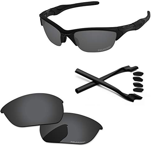 PapaViva Replacement Lenses for Oakley Half Jacket 2.0 OO9144 62mm Sunglass Solid Black Polarized