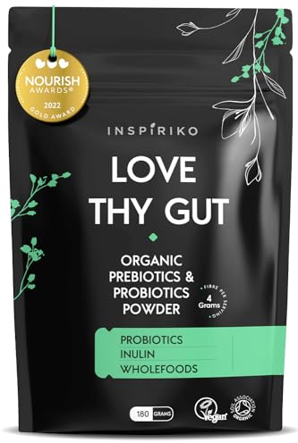 Inspiriko Award-Winning Organic Prebiotics for Gut Health - Made with 7 Superfoods & Pro and Prebiotics for Women. 30 Servings, Vegan, No Added Sugar, Made in UK