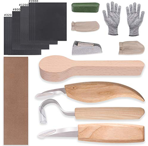 Keadic 27 Stück Holzschnitzwerkzeug Set,Professional Holzschnitzerei Messer Werkzeuge, Schnitzholz zum Schnitzen,Schnitzmesser-Set für Anfänger und Profis mit Schnittfeste Handschuhe