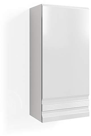 Vicco Badschrank Fredd, Badezimmermöbel, Weiß Hochglanz, 36 x 77 cm