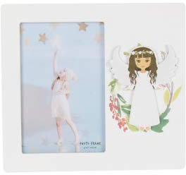 Vasara Cornice portafoto in legno per comunione ragazza - porta ritratto, 20 x 18 x 1,2 cm, colore: bianco
