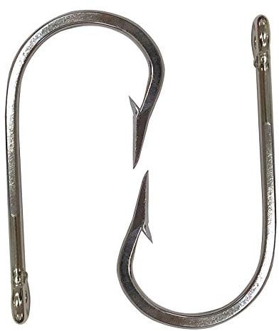 Tuna Shark Fishing Hooks 10pcs/lot Stainless Steel Big Game Sharp Fish Hook Round Bend Ringed Eye Saltwater 7691 Tuna Bait Fishhooks (10/0-10pcs)