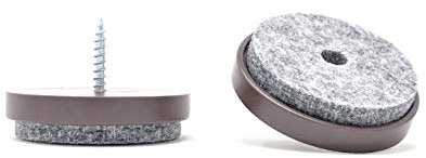 Felt Furniture Gliders. Screw in Chair Sofa Feet Pads (Brown, 40mm, 16 Pack, Free 2mm Drill Bit)- (See Second Image for Dimensions) Quality Floor Protectors by Keay Vital Parts- Made in Germany