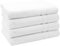 ZOLLNER 4er Set Duschhandtücher in 70x140 cm - Flauschige Duschtücher aus Baumwolle - mit moderner Streifenbordüre - waschbar bis 95°C - mit praktischem Aufhänger - in weiß- Hotelqualität