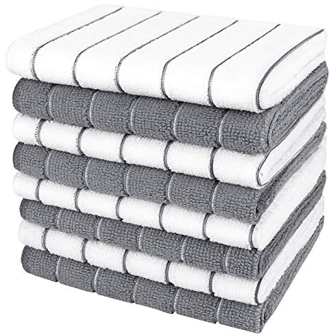 AIDEA Microfibre Dish Cloths Pack of 8, Tea Towels Super Soft Absorbent and Lint Free,Multi-Purpose Microfibre Dish Rags for Kitchen 30 x 30 cm