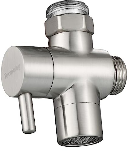 Tecmolog Sink Diverter Brass Faucet Diverter Valve 22mm 3 Way Faucet Splitter for Bathroom and Kitchen Faucet Brushed Nickel, SBA021CNA
