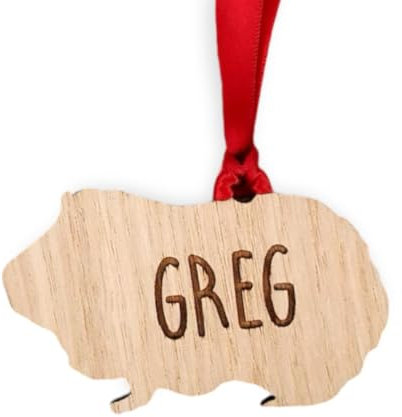 Personalised Animal Bauble - Guinea Pig Wooden Christmas Tree Decoration Bauble Pet Cat Dog