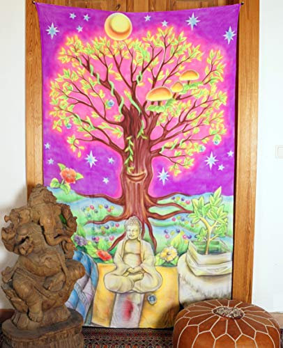 GURU SHOP Goa Wandtuch, UV Schwarzlicht Wandbehang, Meditation