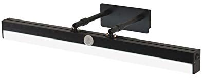 ACMHNC Bad Spiegelleuchte Mit Bewegungsmelder,LED Schwarz Spiegellampe Badezimmer Mit Schalter,4000K Schminklicht Badlampe Einstellbar&Drehba,Wandleuchten Aus Metall Für Spiegel Schminktisch,80cm/16w