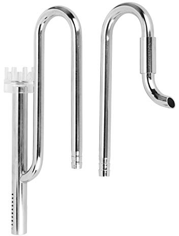 EVTSCAN Aquarium Surface Skimmer Pipe Set Stainless Steel Metal Lily Pipe Inflow Outflow Pipe with Adjustable Water Flow Acrylic Baskets for Water Plant Tanks (12mm)