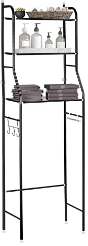 Supernic 3 Tier Over Toilet Storage Unit Bathroom Shelf Organizer Stand Over Toilet Storage Rack Laundry Shelf Unit Organizer Rack Space Saving Organizer Stand (Black)