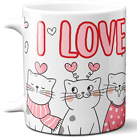 STAMPATEK Tazza idee regalo romantiche per lei Lui, Tazza Ti Amo I Love You con Gattini Romantici, Idea regalo dolce per innamorati e fidanzatini, Regalo per Lei