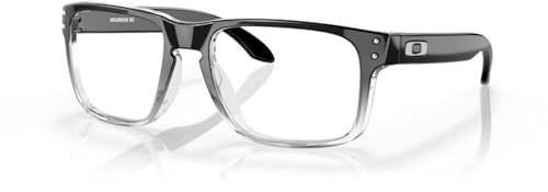 Oakley Holbrook OX8156 Quadratische Brille für Herren + Set mit iWear Brillen Set, Schwarz poliert, transparent, gewaschen