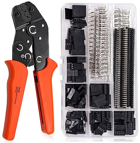 Taiss Dupont Crimpzangen-Set mit 600 Stück, 2,54 mm Dupont-Stecker-Set, SN-28B Ratschen-Draht-Crimpzange, 1/2/3/4/5/6/7-poliges Gehäuse, Dupont-Stecker, männlich, weiblich, Stiftleiste, Crimpklemme